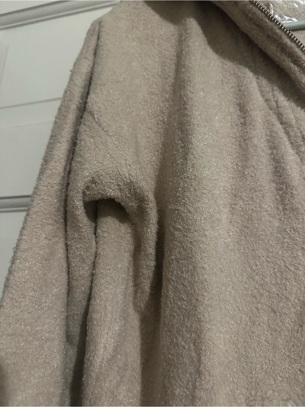 Barefoot Dreams Long Hooded Pullover Jacket in Light Taupe - Picture 5 of 5